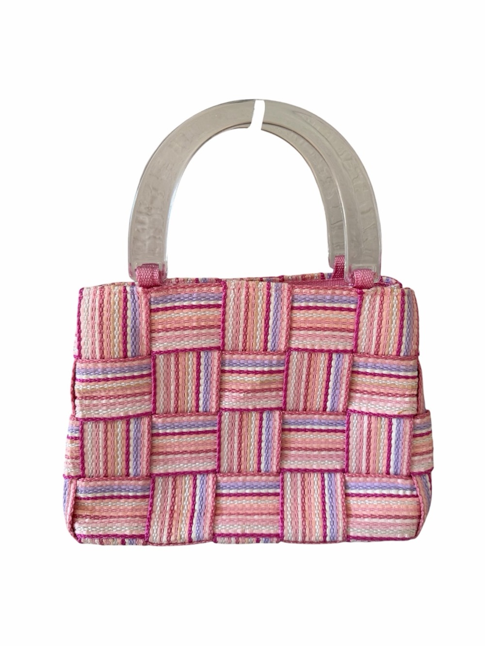 Design of Italy Y2K Pink Pastel Woven Basketweave Acrylic Handle Handbag
